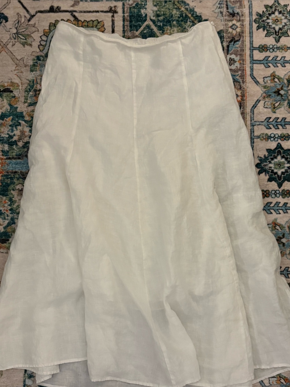 Eileen Fisher White Linen A-Line Skirt